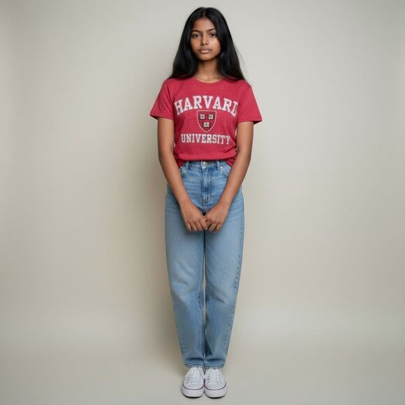 Active Apparel solid Coral Harvard University Short Sleeve Cotton Tee Shirt L - Picture 1 of 11